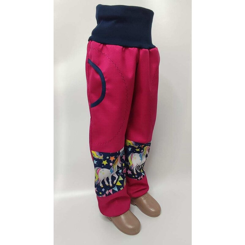 Softshelové kalhoty - růžová , jedorožec
