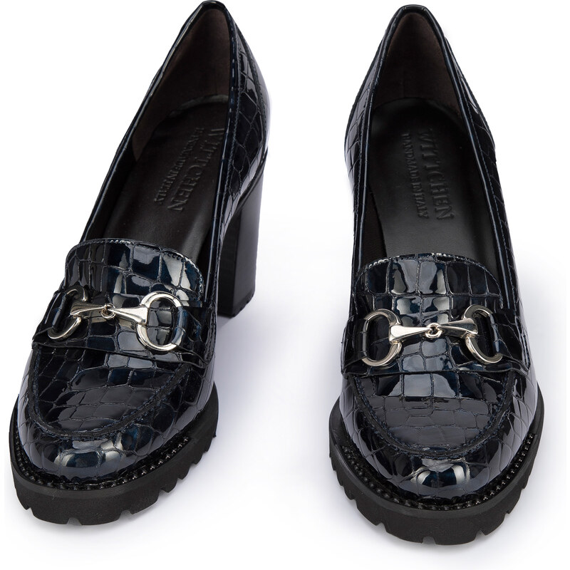Dámské boty Wittchen, tmavě modrá, lakovaná useň