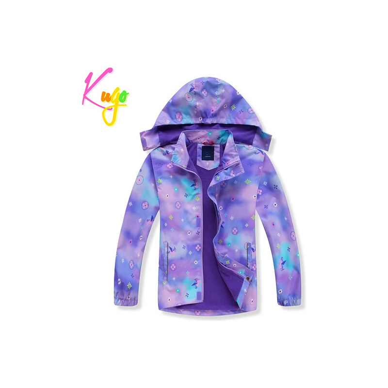 Dívčí šusťáková bunda s fleecem Kugo B2836 - fialová
