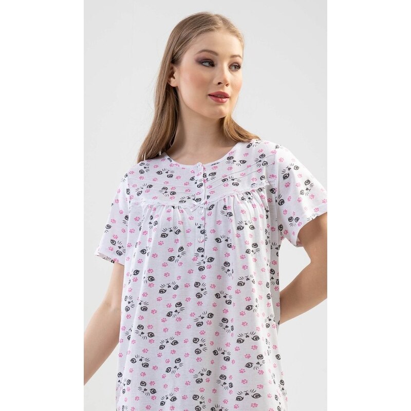 Vienetta Dámská noční košile s krátkým rukávem Monika - růžová