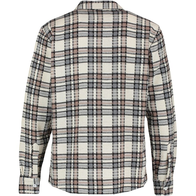 Trendyol Beige Unisex Regular Fit Plaid Tweed Shirt