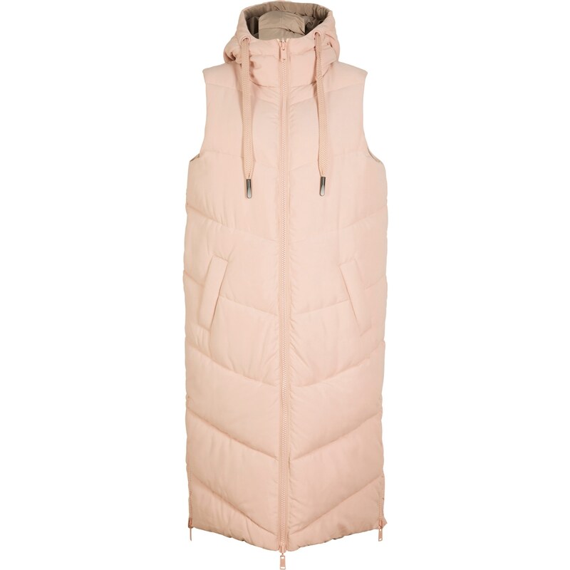bonprix Oboustranná prošívaná vesta s recyklovaným polyesterem a kapucí Růžová