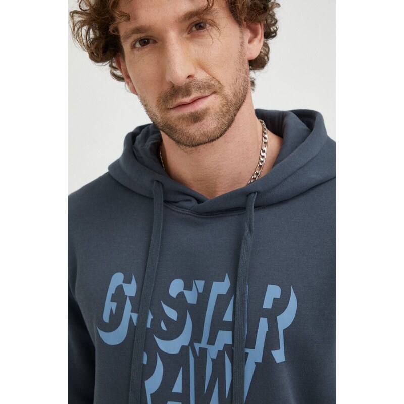 Mikina G-Star Raw pánská, tmavomodrá barva, hladká