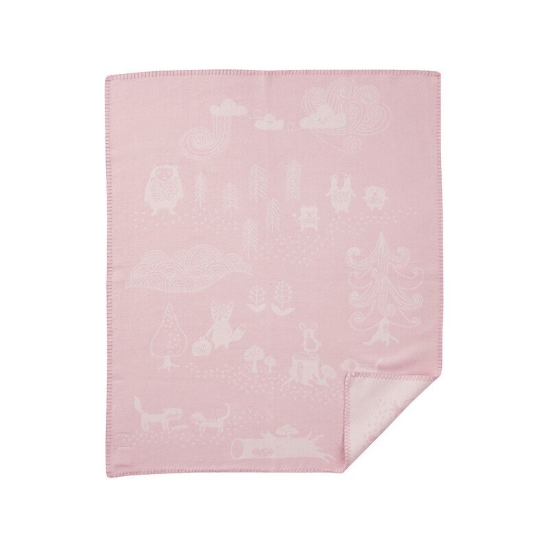 Klippan Švédsko Bavlněná dětská deka Little Bear pink 70x90