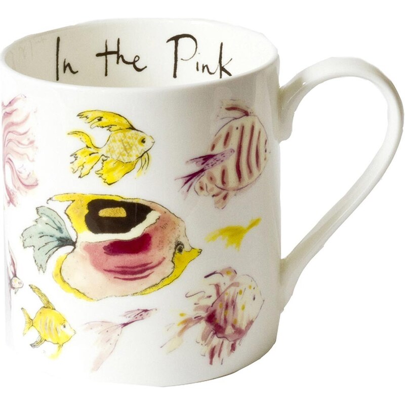 Anna Wright UK Porcelánový hrnek In the Pink Fish 350ml