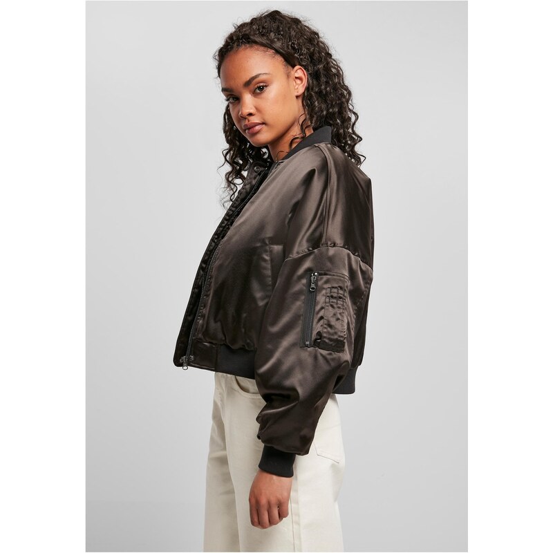 Urban Classics Dámská krátká oversized saténová bomber bunda