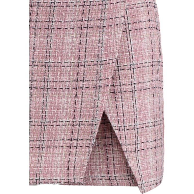 Trendyol Pink High Waist Tweed Woven Shorts Skirt