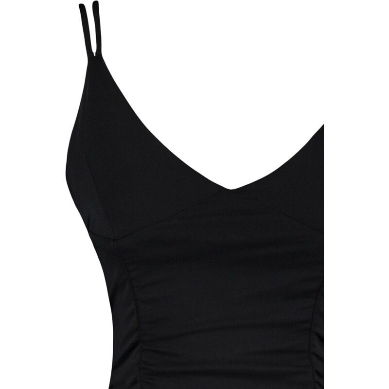 Trendyol Black Supported/Shaping Double Strap V-Neck Knitted Sports Bra