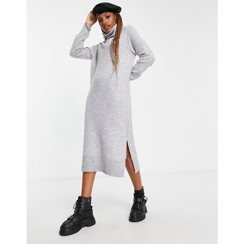 ONLY roll neck midi jumper dress in light grey 89662097