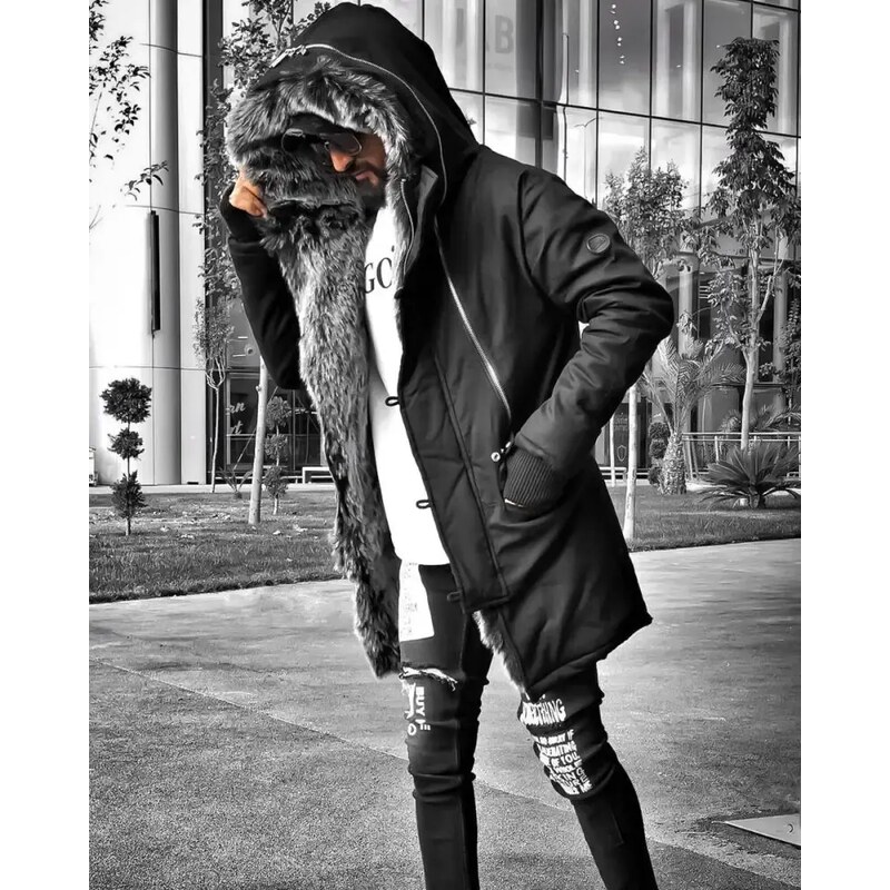 Fashionformen Stylová pánská zimní bunda parka černá OJ Legend