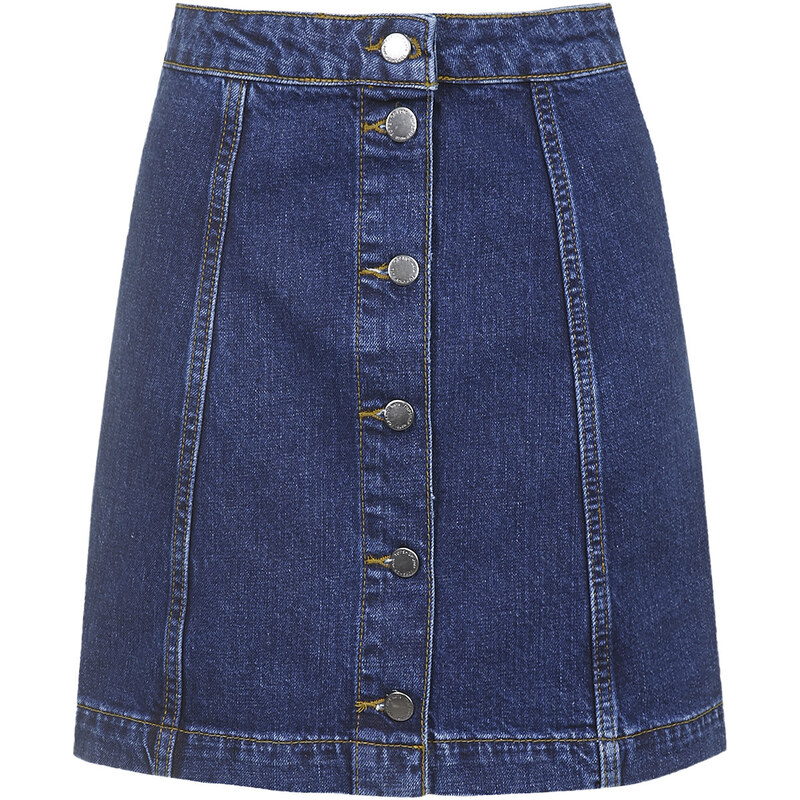 Topshop TALL Denim Button Front Skirt