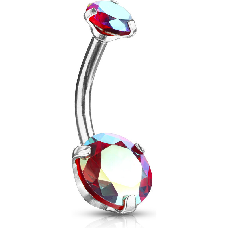 Atreya Piercing do pupíku s vnitřním závitem a duhovými CZ