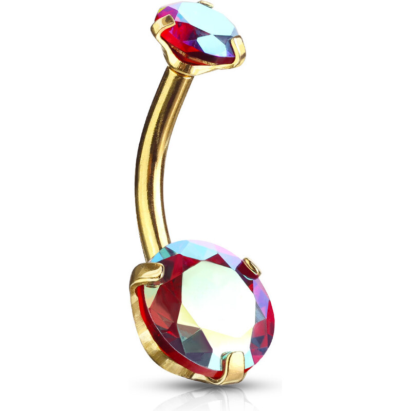 Atreya Piercing do pupíku s vnitřním závitem a duhovými CZ zirkony 73563405