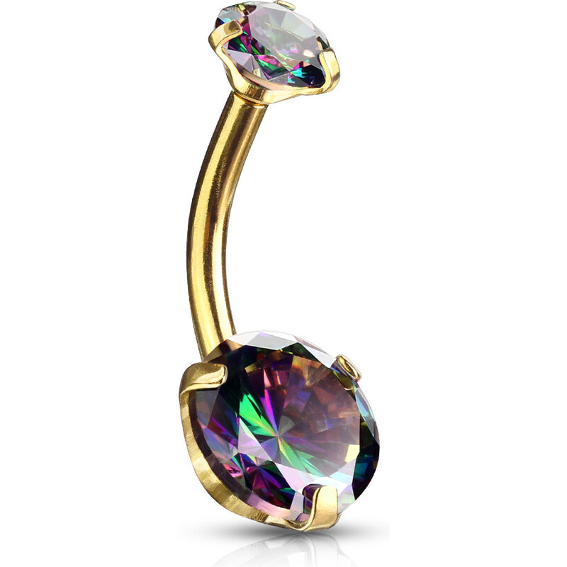 Atreya Piercing do pupíku s vnitřním závitem a duhovými CZ zirkony 73563406