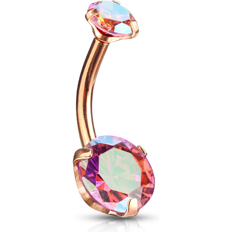 Atreya Piercing do pupíku s vnitřním závitem a duhovými CZ zirkony 73563408