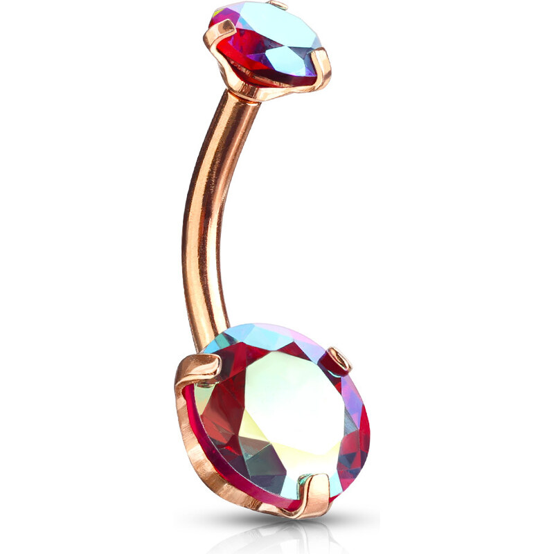 Atreya Piercing do pupíku s vnitřním závitem a duhovými CZ