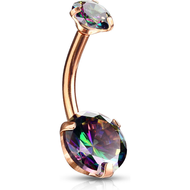 Atreya Piercing do pupíku s vnitřním závitem a duhovými CZ