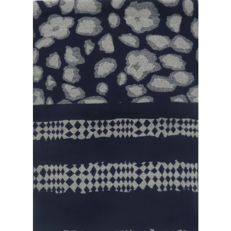 Bavlissimo Pánská šála 185 x 35 cm vzorovaná šedá a tmavě modrá