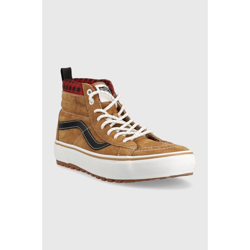 Kožené kecky Vans SK8-Hi pánské, hnědá barva, VN0A5HZYY491