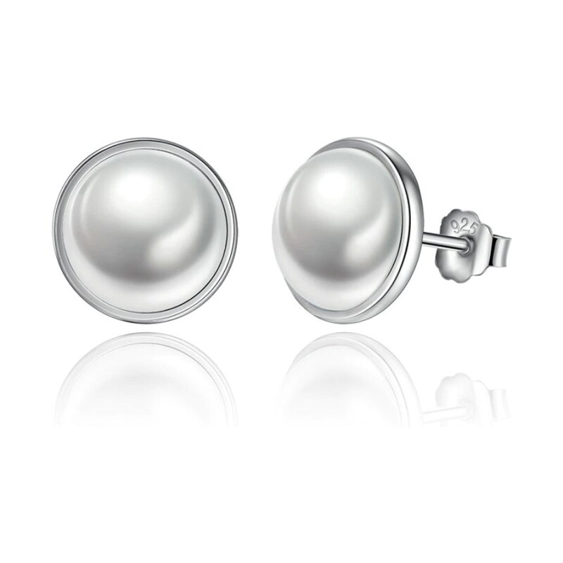 GRACE Silver Jewellery Stříbrné náušnice s říční perlou Marina, stříbro 925/1000