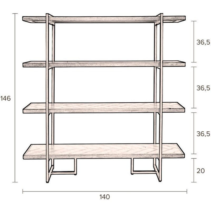 Černý dřevěný regál DUTCHBONE Class 146 x 140 cm