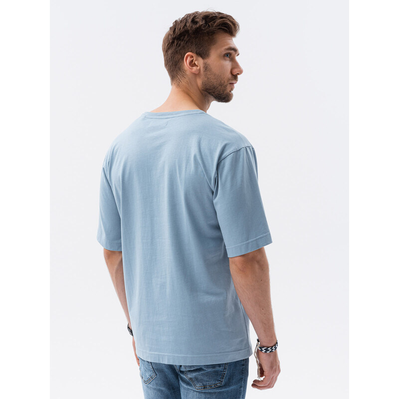 Ombre Clothing Pánské tričko OVERSIZE - nebesky modrá S1628