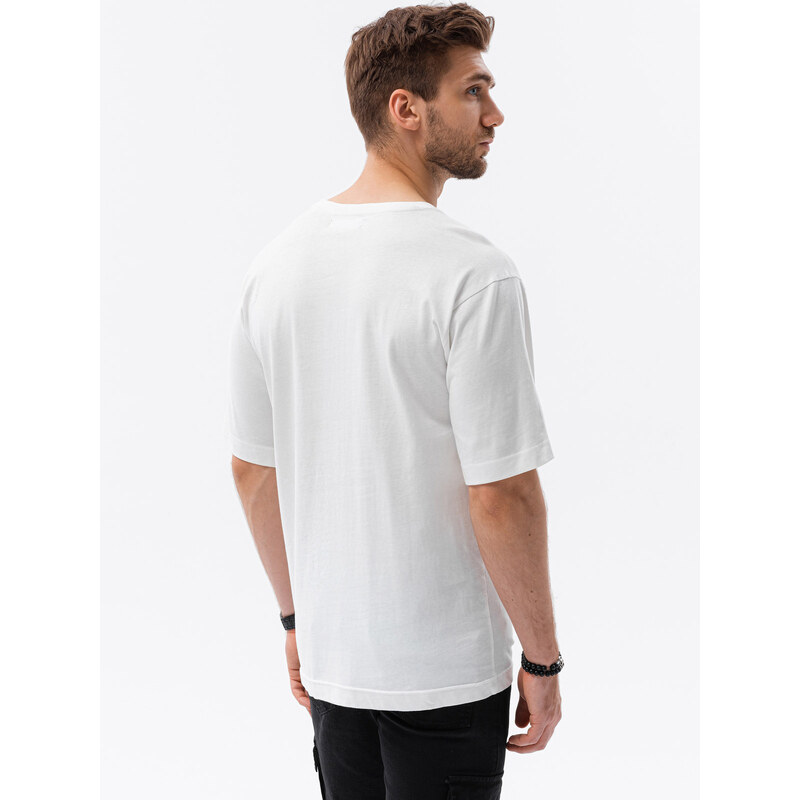 Ombre Clothing Pánské tričko OVERSIZE - bílá S1628
