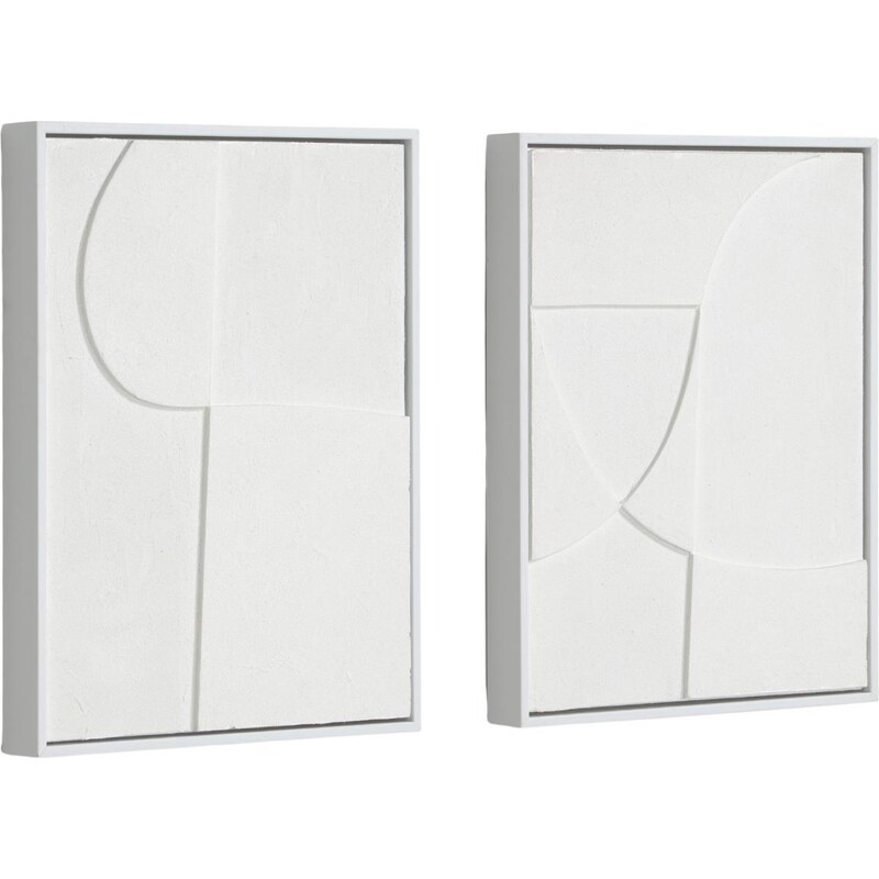 Sada dvou bílých abstraktních obrazů Kave Home Beija 32 x 42 cm