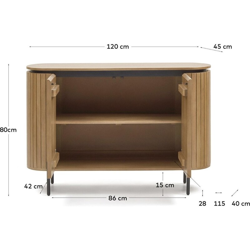 Dřevěná komoda Kave Home Licia 120 x 80 cm