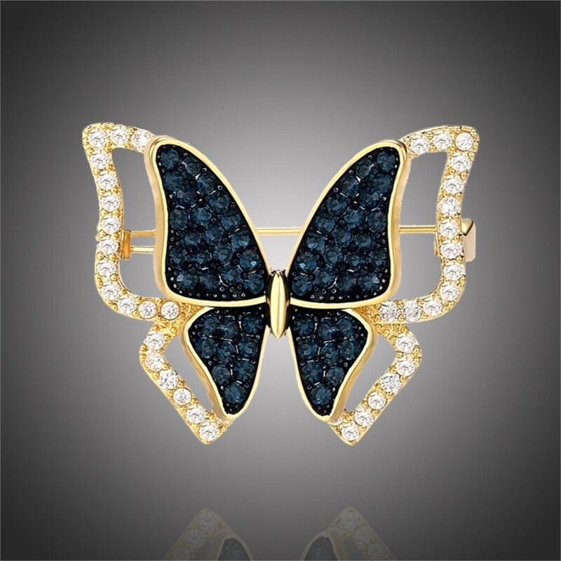 Éternelle Luxusní brož se zirkony Crystal Butterfly Gold - motýl 73616941