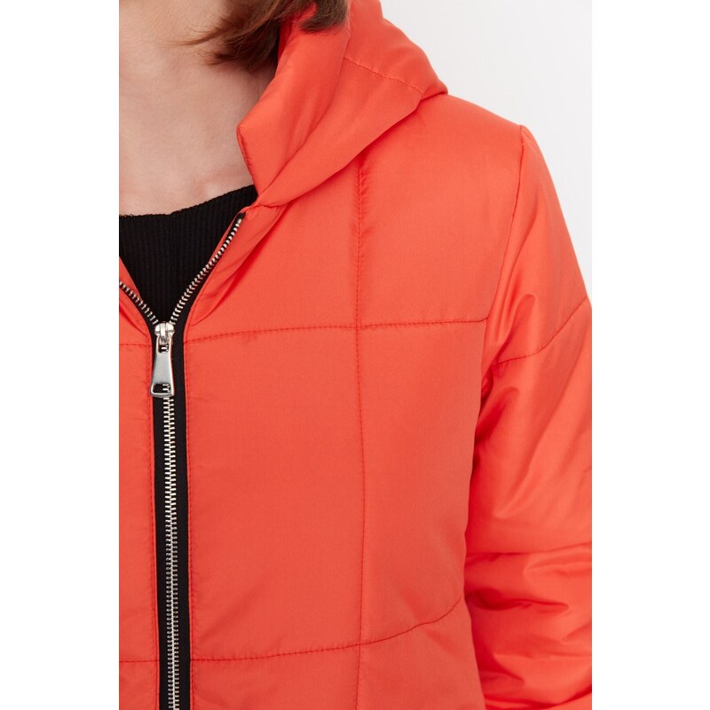 Trendyol Orange Oversize Puffy Coat s kapucí