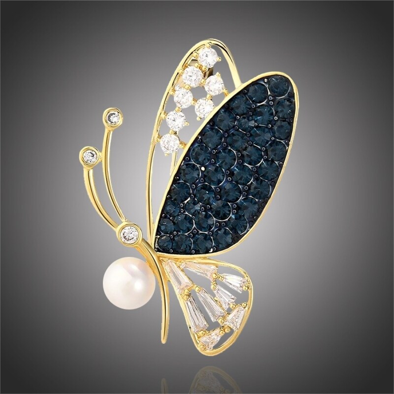 Éternelle Luxusní brož Swarovski Elements Gina Gold - motýl, perla 73617917