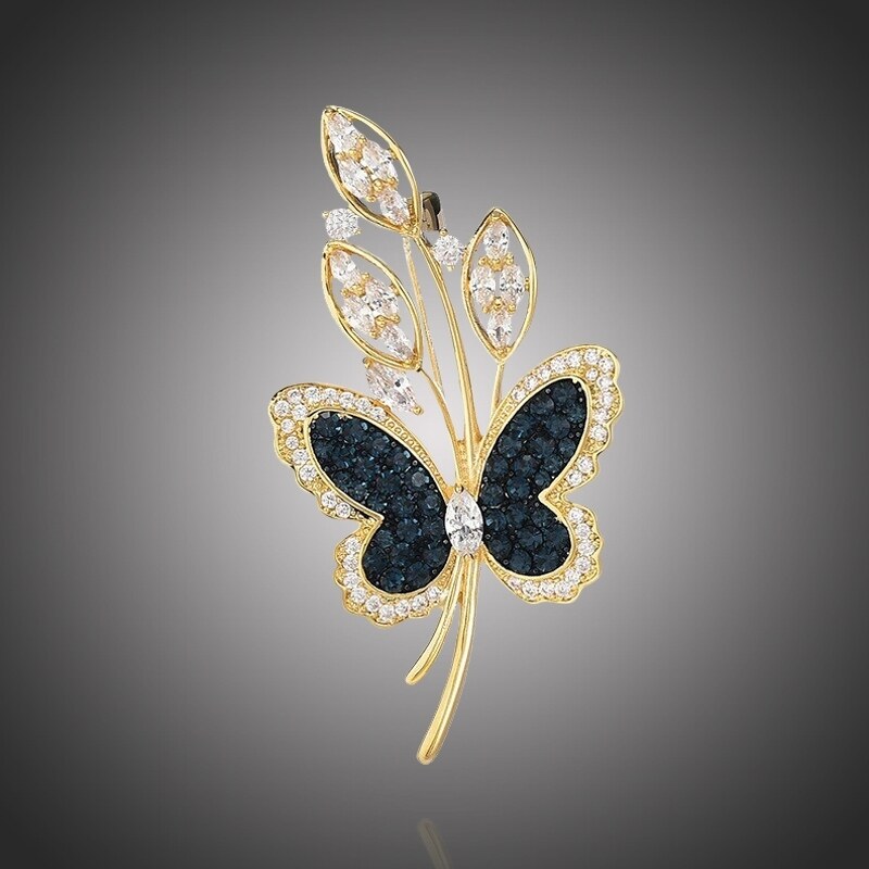 Éternelle Luxusní brož Swarovski Elements Elaina Gold - motýl 73617913