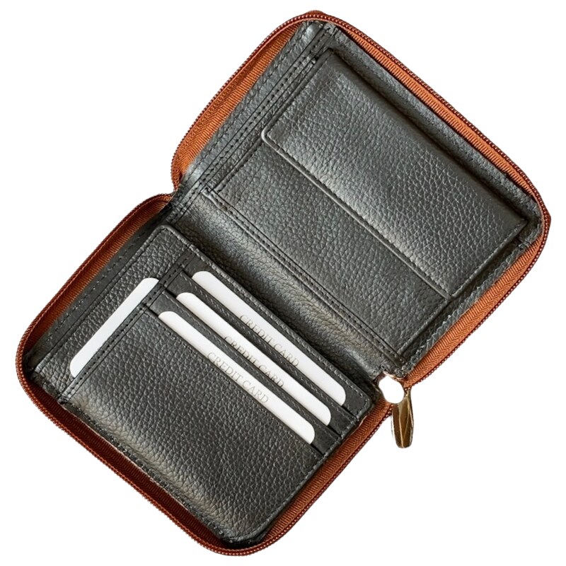 PRAGATI Pánská kožená peněženka se zipem croco tan/black