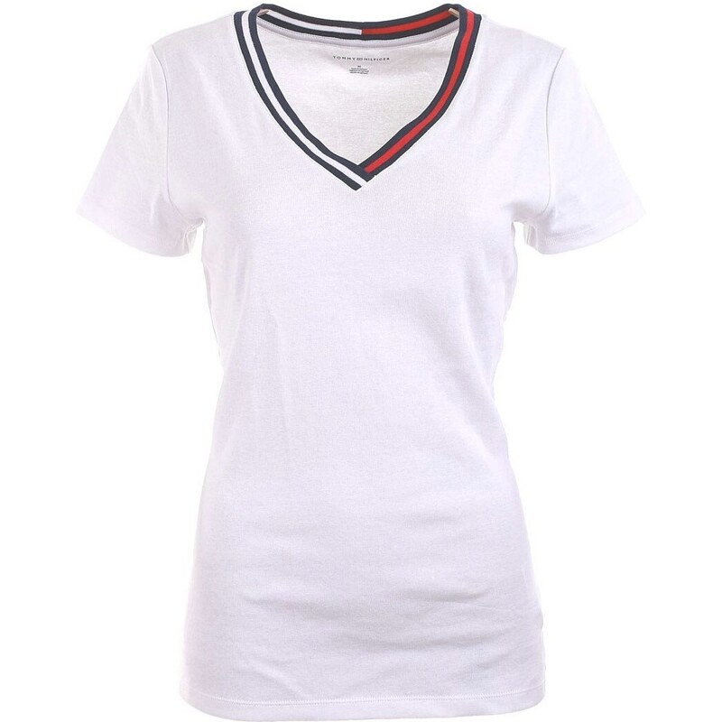 Tommy Hilfiger dámské tričko V-neck bílé 959-100 - GLAMI.cz