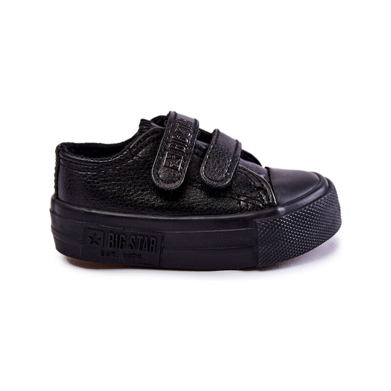 BIG STAR SHOES Dětské kožené tenisky na suchý zip BIG STAR KK374090 Černá