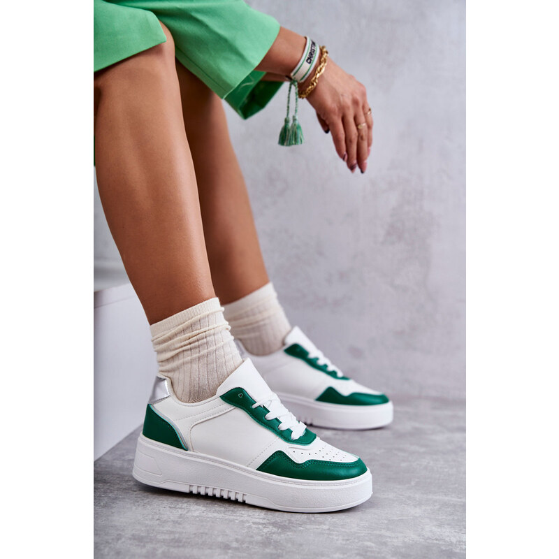 Kesi Dámské nízké sportovní boty na platformě bílé a zelené Kyllie