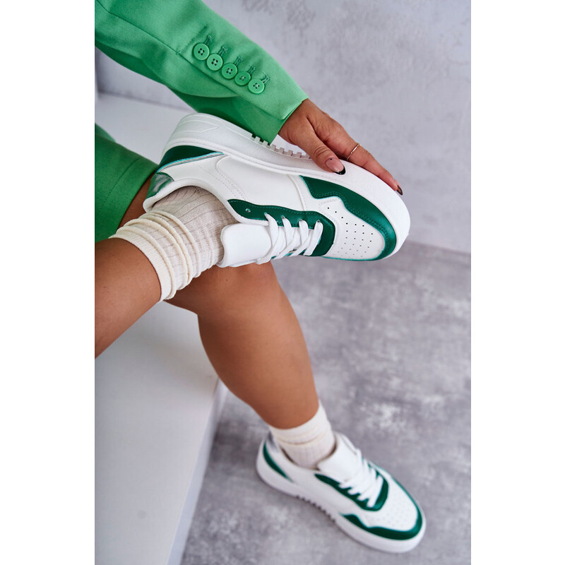 Kesi Dámské nízké sportovní boty na platformě bílé a zelené Kyllie