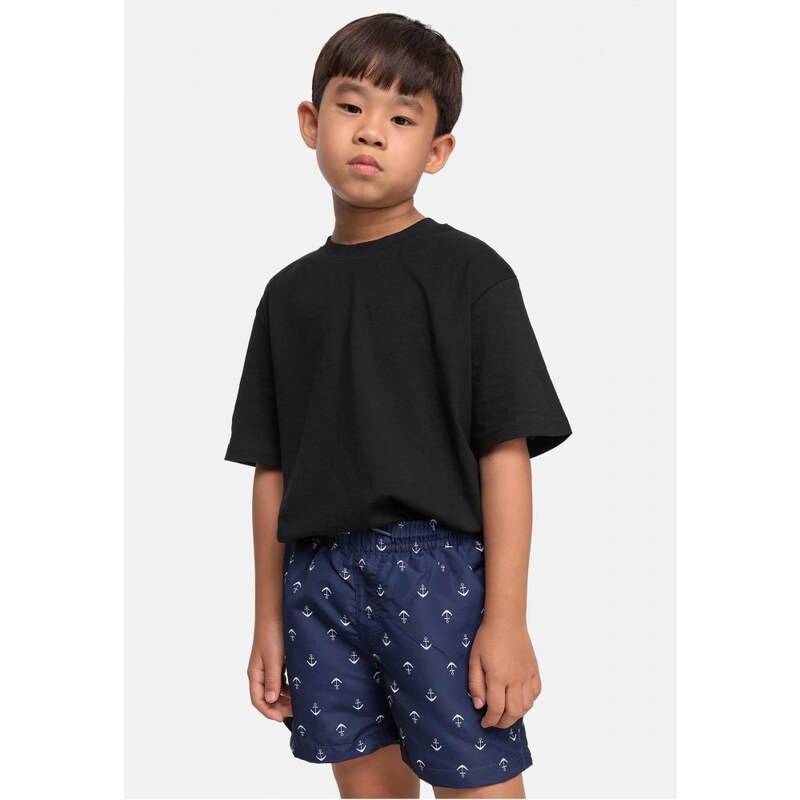 URBAN CLASSICS Boys Pattern Swim Shorts - anchor/navy