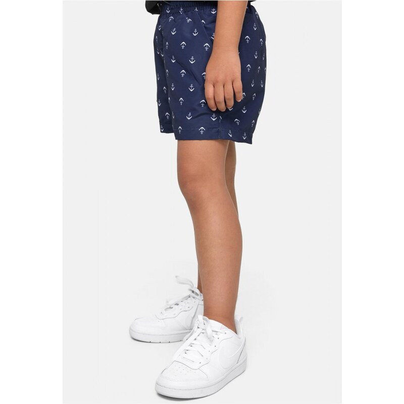 URBAN CLASSICS Boys Pattern Swim Shorts - anchor/navy