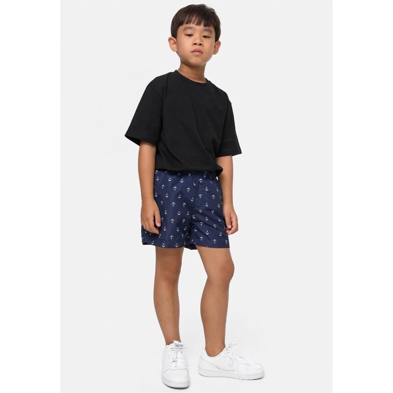 URBAN CLASSICS Boys Pattern Swim Shorts - anchor/navy