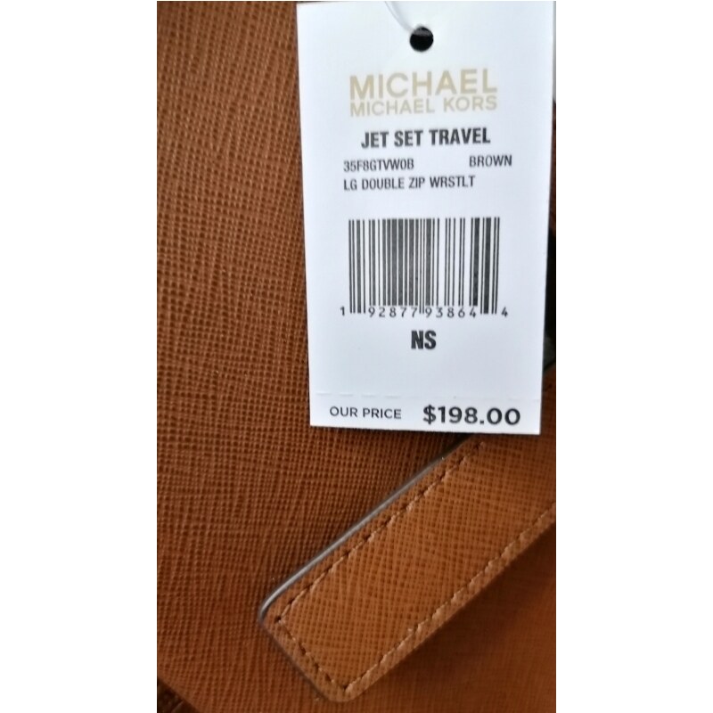 Michael Kors peněženka wristlet double zip logo brown hnědá