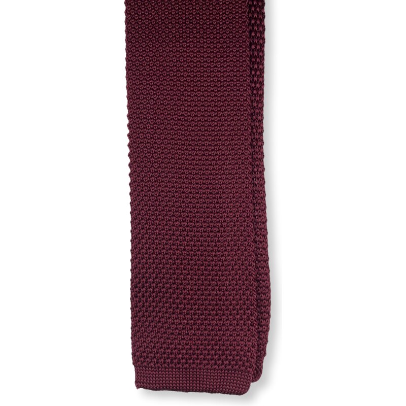 Kolem Krku Vínová pletená kravata