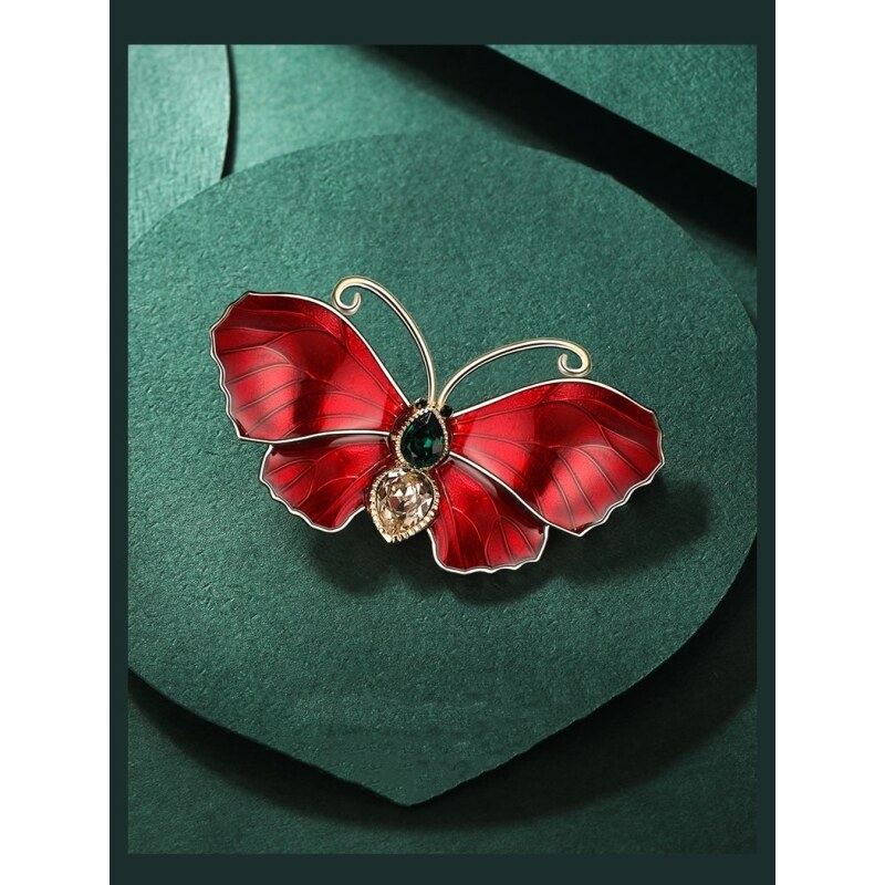 Éternelle Luxusní brož Swarovski Elements Červený motýl