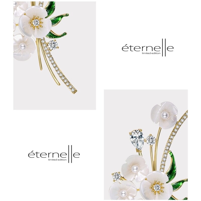 Éternelle Luxusní perleťová brož se zirkony Anastacia - květina