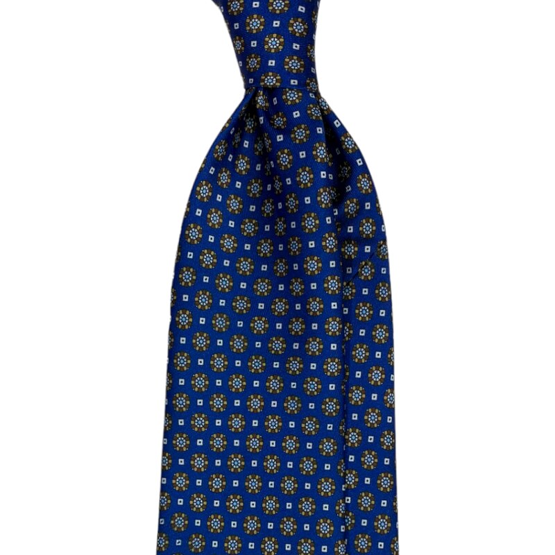 Kolem Krku Modrá kravata Soft Silk s květy