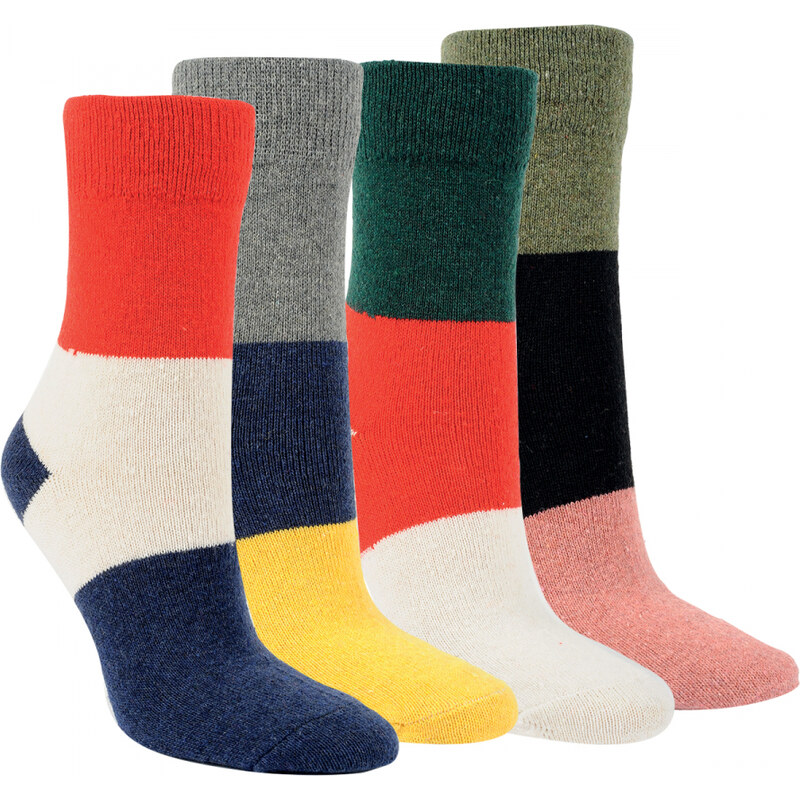 Dámské tenké vlněné barevné pruhované ponožky RS