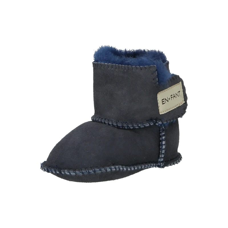 EN FANT Sněhule Sheepskin Bootee krémová / námořnická modř