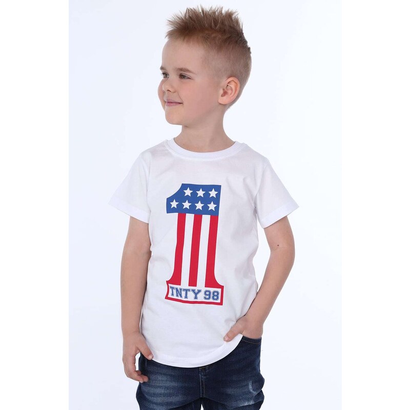FASARDI Chlapecké bílé tričko s aplikací