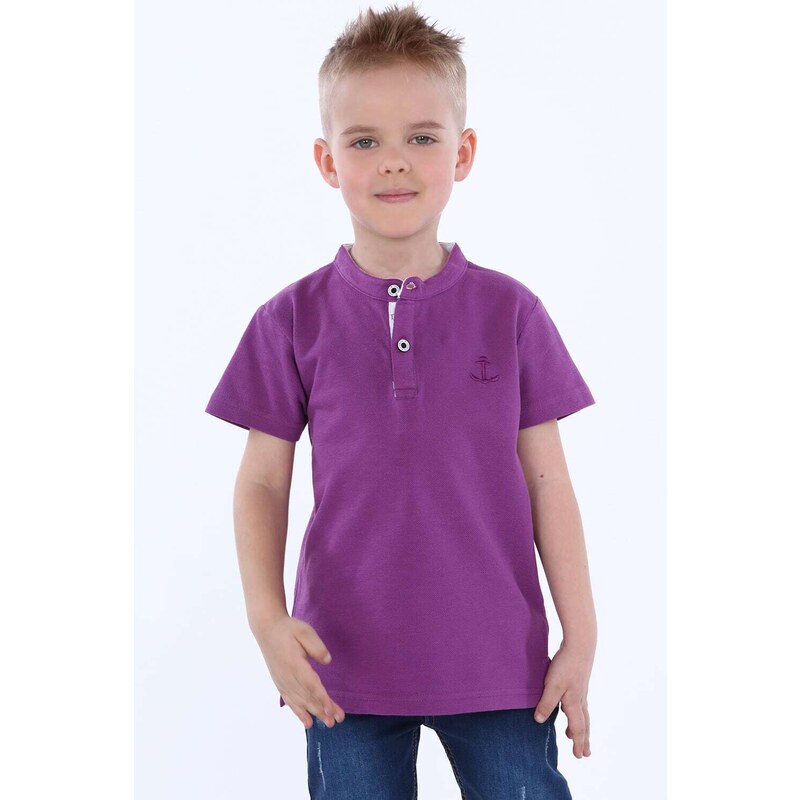 FASARDI Chlapecké fialové tričko s knoflíky